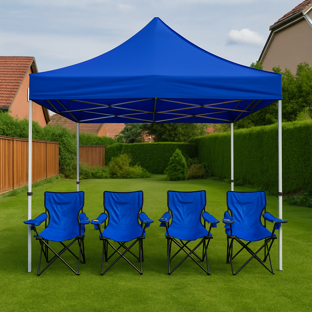 Gazebo Plegable 4×4 m Azul · Estructura Reforzada